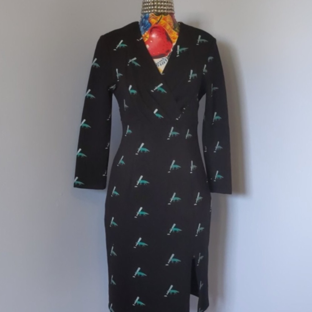 Monique Lagarde Alligator Surplice dress